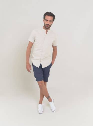 Купить Рубашка Piazza Italia modello coreano mezza manica цвета слоновой кости по низкой цене