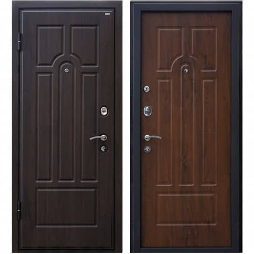 Купить Дверь МеталЮр М5 входная металлическая левая снаружи МДФ винорит Венге внутри МДФ винорит Темный орех 2050х960 мм по низкой цене