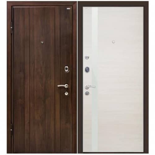 Купить Дверь МеталЮр М6 входная металлическая левая снаружи МДФ винорит Венге внутри экошпон Эшвайт кроскут 2050х860 мм по низкой цене