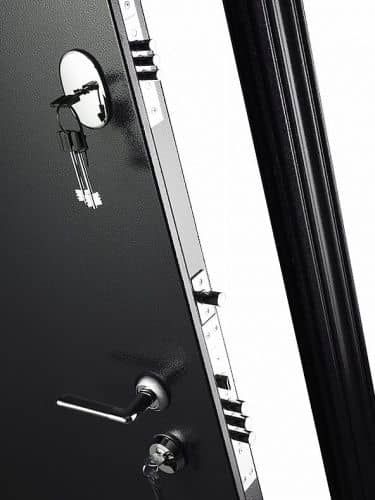 Купить Дверь Меги 573 входная металлическая левая снаружи металл Серебро на черном внутри МДФ 0543 С Беленый дуб 2050х870 мм по низкой цене