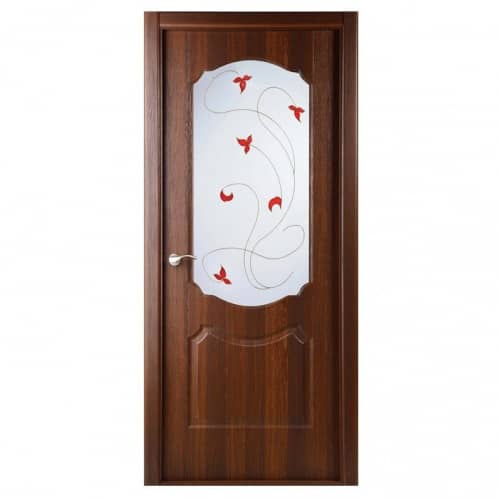 Купить Дверное полотно Belwooddoors Перфекта Каштан золотистый стекло мателюкс белый витраж 2000х600 мм по низкой цене