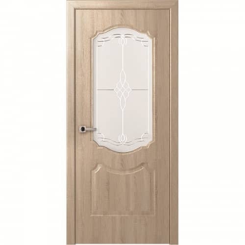 Купить Дверное полотно Belwooddoors Перфекта Дуб Дорато стекло мателюкс белый витраж 2000х600 мм по низкой цене