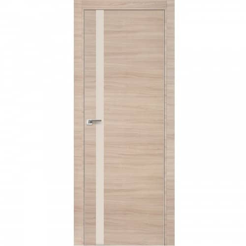 Купить Дверное полотно Profil Doors 6Z экошпон Капучино кроскут стекло перламутровый лак с врезкой под магнитный замок и скрытые петли 2000х900 мм по низкой цене