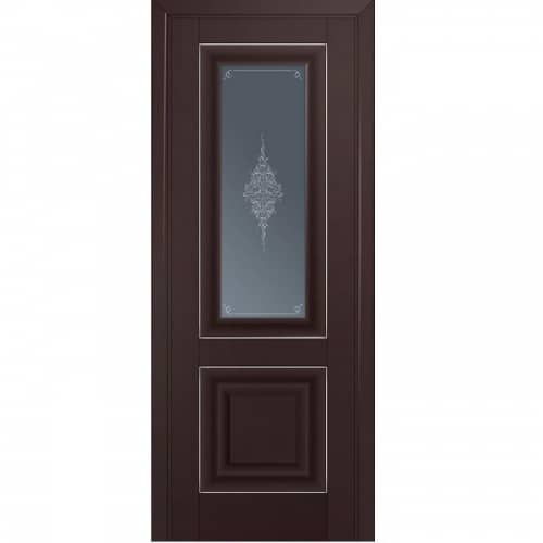 Купить Дверное полотно Profil Doors 28U экошпон темно-коричневое стекло графит молдинг серебро 2000х700 мм по низкой цене