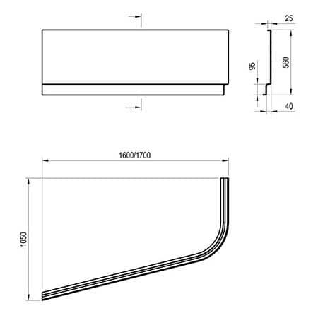 Купить Панель Ravak Chrome R фронтальная, для ванны, правая 170x105 см по низкой цене