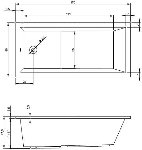 Купить Ванна Riho Lusso Plus акриловая 170x80 см по низкой цене