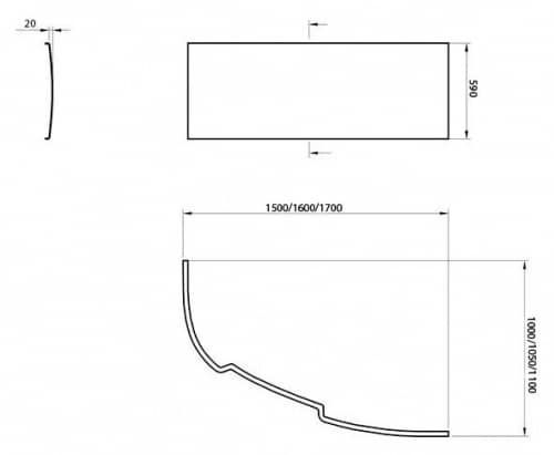 Купить Панель Ravak Asymmetric R фронтальная, для ванны, правая с креплением 160 см по низкой цене