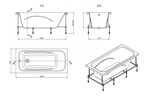 Купить Ванна Roca Line акриловая ZRU9302985 160х70 см по низкой цене