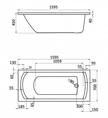 Купить Ванна Santek Монако акриловая 1WH112318 160х70 см по низкой цене