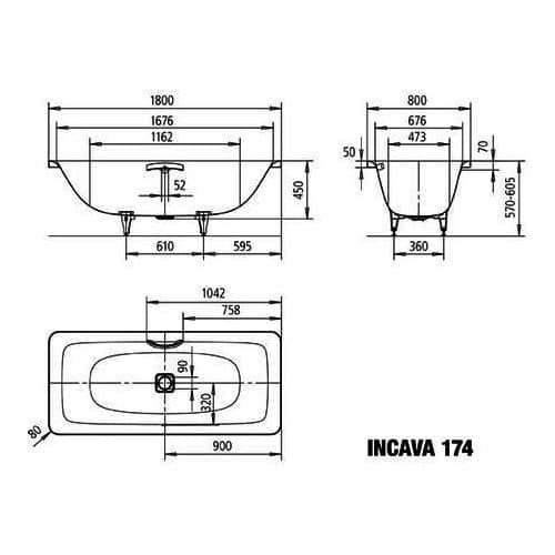 Купить Ванна Kaldewei Incava 174 стальная, белая, с покрытием Easy-Clean 180х80 см по низкой цене