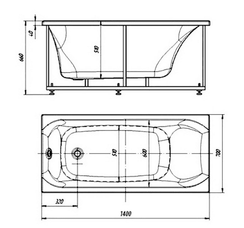Купить Ванна Aquatek Альфа акриловая с гидромассажем, стандартные форсунки 140х70 см по низкой цене