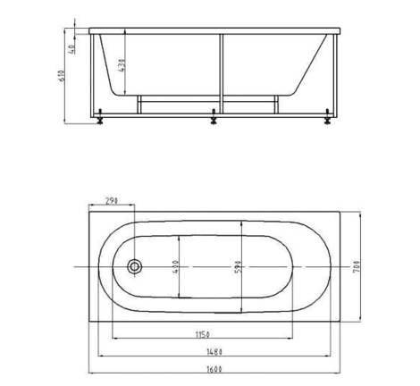 Купить Ванна Aquatek Оберон акриловая с гидромассажем, премиум форсунки 160х70 см по низкой цене
