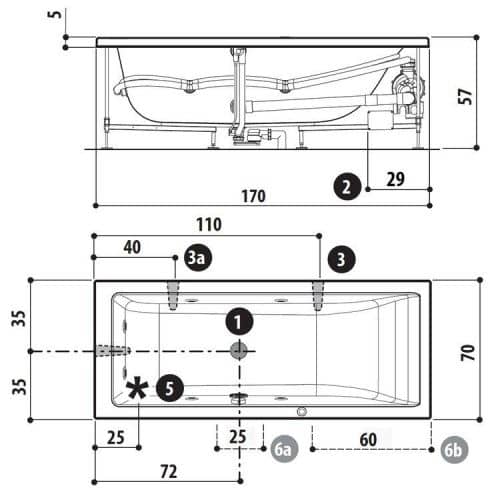 Купить Ванна Jacuzzi Lagoon DX акриловая с гидромассажем 170х70 см по низкой цене