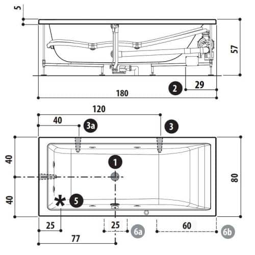 Купить Ванна Jacuzzi Lagoon SX акриловая с гидромассажем 180х80 см по низкой цене