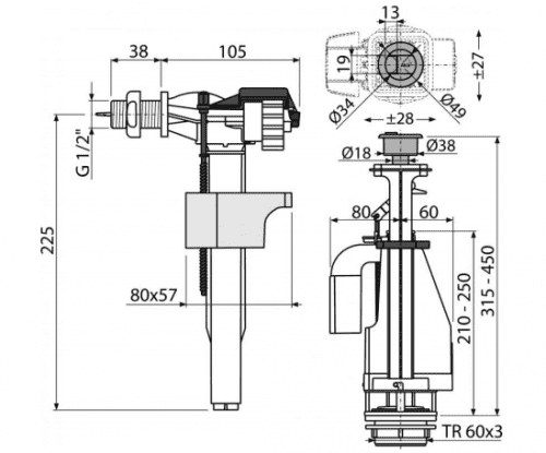 Купить Комплект Alca Plast SA08 выпускной 1/2 дюйма с двойной кнопкой по низкой цене