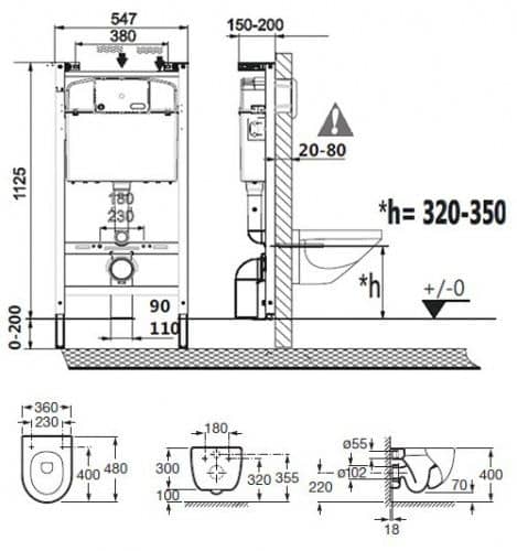 Купить Унитаз Roca Meridian 893104110 подвесной с инсталляцией по низкой цене