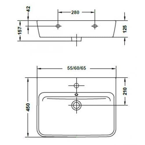 Купить Раковина Gala Emma Square 27020 подвесная 650x450 мм по низкой цене