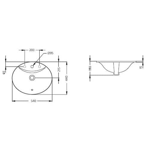Купить Раковина Ideal Standard Oceane W306301 встраиваемая 540x440 мм по низкой цене