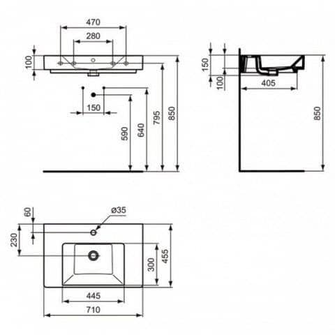 Купить Раковина Ideal Standard Strada K078701 накладная 710x455 мм по низкой цене