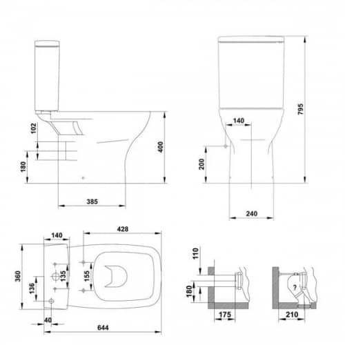 Купить Бачок Gala Street Square 05540 для унитаза по низкой цене