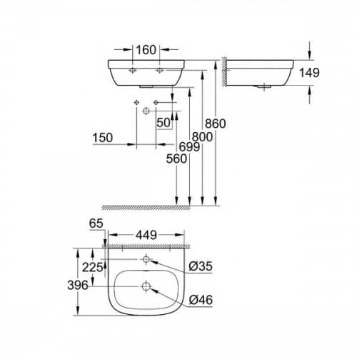 Купить Мини-раковина Grohe Euro Ceramic 39324000 450х400 мм по низкой цене