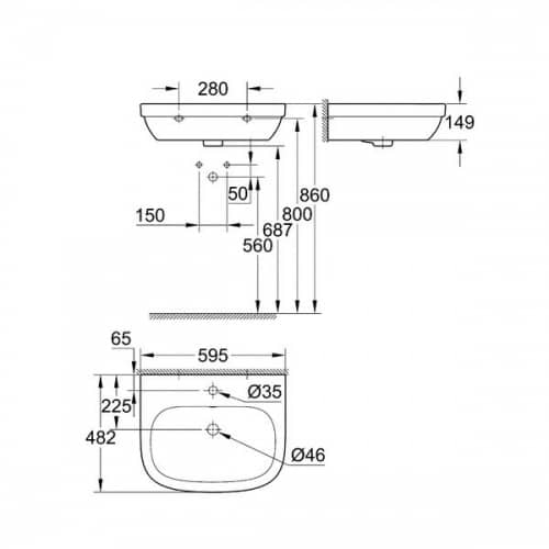 Купить Раковина Grohe Euro Ceramic 39335000 подвесная 600х480 мм по низкой цене