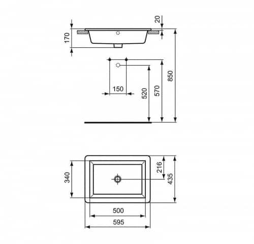 Купить Раковина Ideal Standard Strada K077901 встраиваемая 595x435 мм по низкой цене