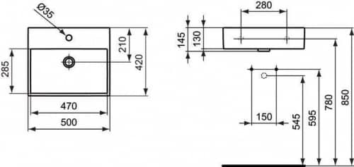 Купить Раковина Ideal Standard Strada K081601 накладная 500x420 мм по низкой цене