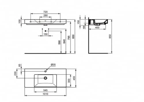Купить Раковина Ideal Standard Strada K079001 накладная 1010x455 мм по низкой цене