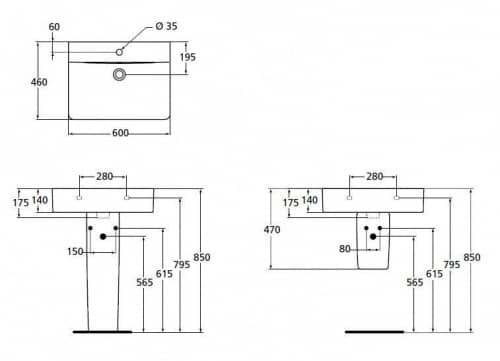 Купить Раковина Ideal Standard Connect Cube E794501 600x460 мм по низкой цене