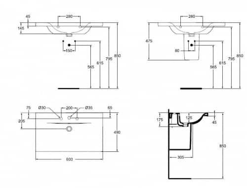 Купить Раковина Ideal Standard Connect Vanity E812901 600x490 мм по низкой цене