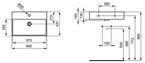 Купить Раковина Ideal Standard Strada K077801 накладная 600x420 мм по низкой цене