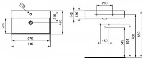 Купить Раковина Ideal Standard Strada K078201 накладная 710x420 мм по низкой цене