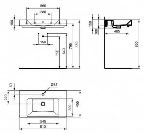 Купить Раковина Ideal Standard Strada K078801 накладная 810x455 мм по низкой цене