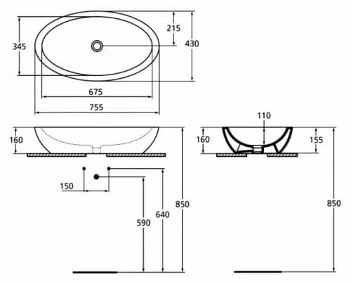 Купить Раковина Ideal Standard Strada K078501 накладная 750x430 мм по низкой цене