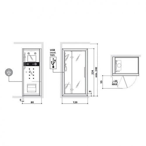 Купить Душевая кабина Jacuzzi Frame 120 Top с баней 1200х800х2240 мм по низкой цене
