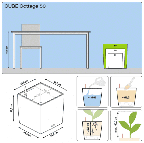 Купить Кашпо Lechuza Cube Cottage 50 см по низкой цене