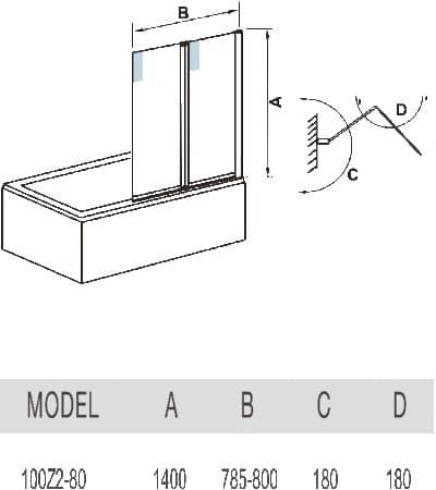 Купить Шторка WeltWasser WW100 100Z2-80 на ванну 1400х800 мм по низкой цене