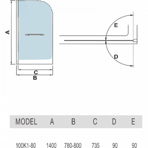 Купить Шторка WeltWasser WW100 100K1-80 на ванну с полотенце-держателем 1400х800 мм по низкой цене