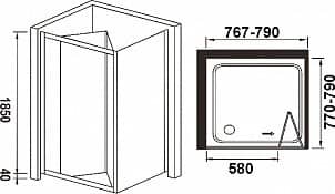 Купить Дверь Weltwasser WW350 350Z2-80 в нишу душевая 800х1850 мм по низкой цене