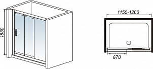 Купить Дверь Weltwasser WW600 R 600S3-100R в нишу, душевая, правое 1000х1850 мм по низкой цене