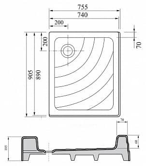 Купить Поддон Ravak Aneta PU душевой прямоугольный 750x900 мм по низкой цене