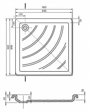 Купить Поддон Ravak Angela-90 LA душевой квадратный 900x900 мм по низкой цене