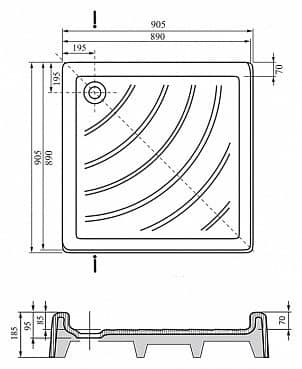 Купить Поддон Ravak Angela-90 PU душевой квадратный 900x900 мм по низкой цене