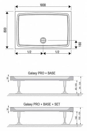 Купить Поддон Ravak Gigant Pro Flat душевой прямоугольный 1000x800х30 мм по низкой цене