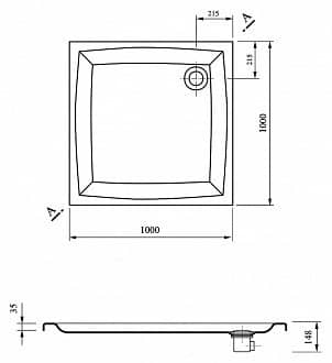 Купить Поддон Ravak Perseus-100 LA душевой квадратный 1000x1000х50 мм по низкой цене