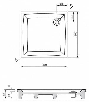 Купить Поддон Ravak Perseus-80 EX душевой квадратный 800x800х175 мм по низкой цене