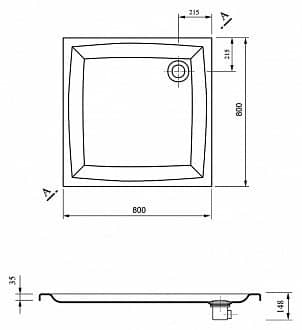 Купить Поддон Ravak Perseus-80 LA душевой квадратный 800x800х50 мм по низкой цене