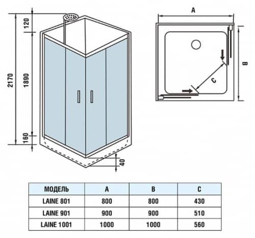 Купить Душевая кабина Weltwasser WW500 Laine 801 800х800х2170 мм по низкой цене
