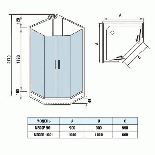 Купить Душевая кабина Weltwasser WW500 Nesse 1001 1000х1000х2170 мм по низкой цене